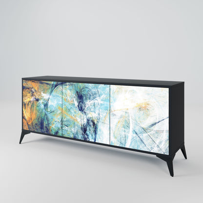 Credenza a 3 ante ABSTRACT THOUGHTS in finitura nera