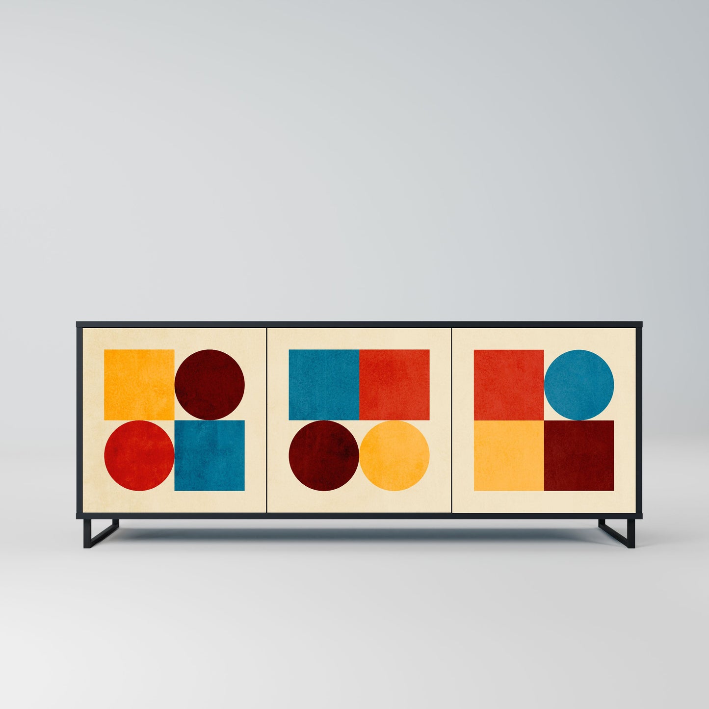 Credenza GEOMETRIC PUZZLE a 3 ante in finitura nera