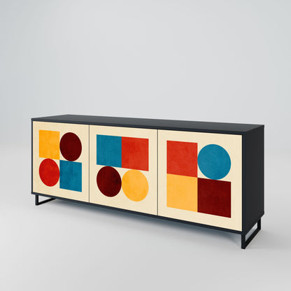 Credenza GEOMETRIC PUZZLE a 3 ante in finitura nera