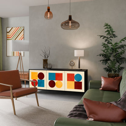 Credenza GEOMETRIC PUZZLE a 3 ante in finitura nera