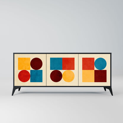 Credenza GEOMETRIC PUZZLE a 3 ante in finitura nera