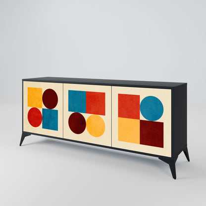 Credenza GEOMETRIC PUZZLE a 3 ante in finitura nera