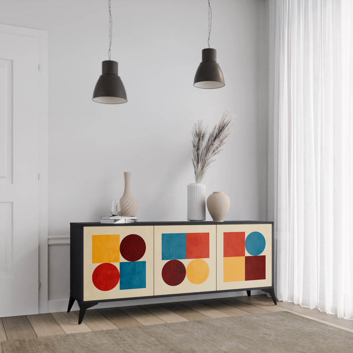 GEOMETRIC PUZZLE 3-Door Sideboard