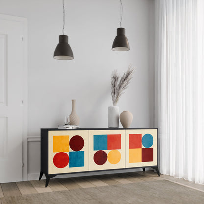 Credenza GEOMETRIC PUZZLE a 3 ante in finitura nera