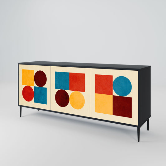 Credenza GEOMETRIC PUZZLE a 3 ante in finitura nera