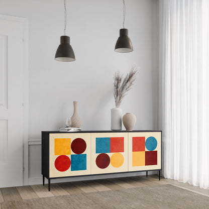 Credenza GEOMETRIC PUZZLE a 3 ante in finitura nera