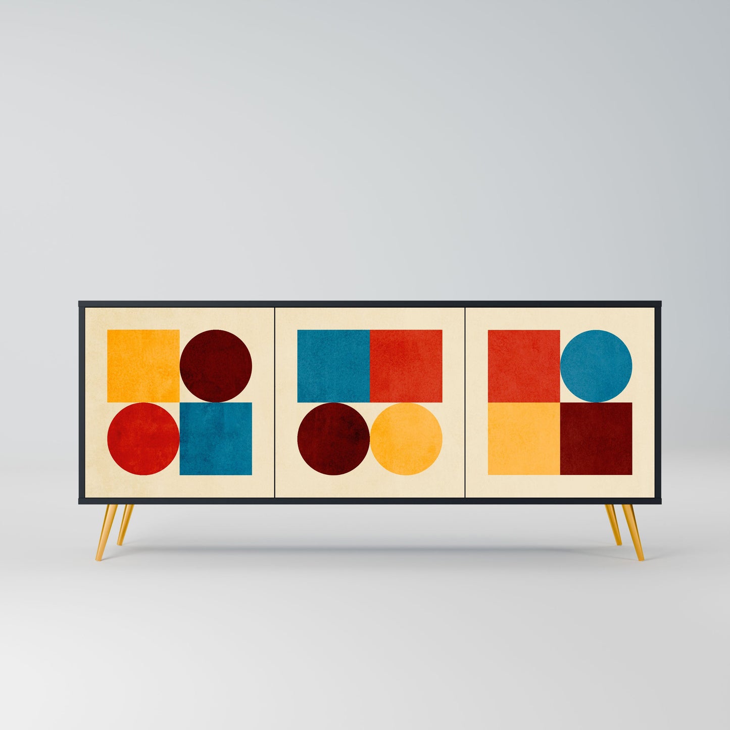 Credenza GEOMETRIC PUZZLE a 3 ante in finitura nera