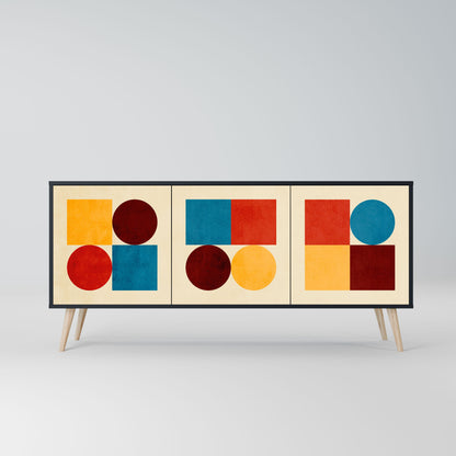 Credenza GEOMETRIC PUZZLE a 3 ante in finitura nera