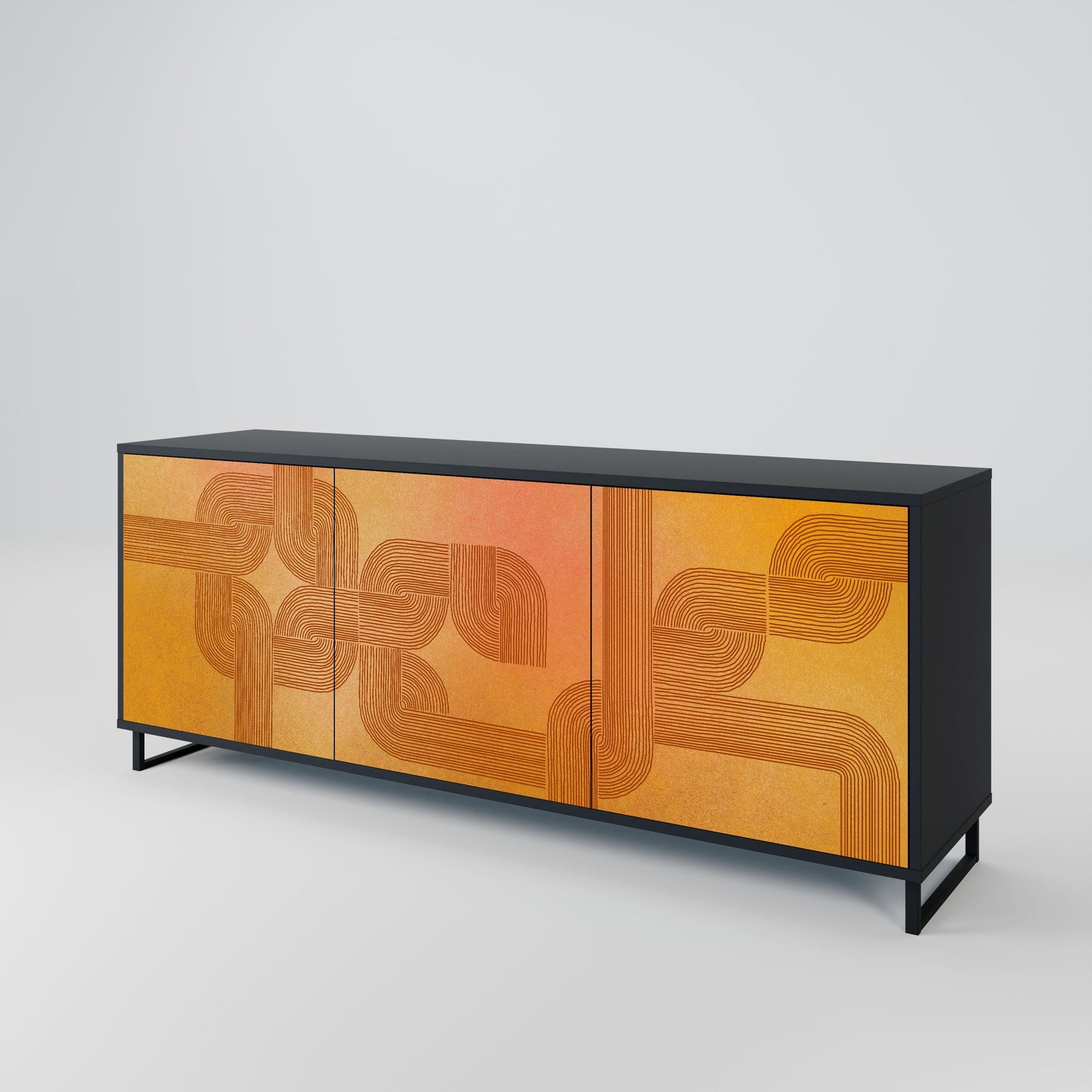 Credenza a 3 ante con finitura nera STRENGTHENING RELATION