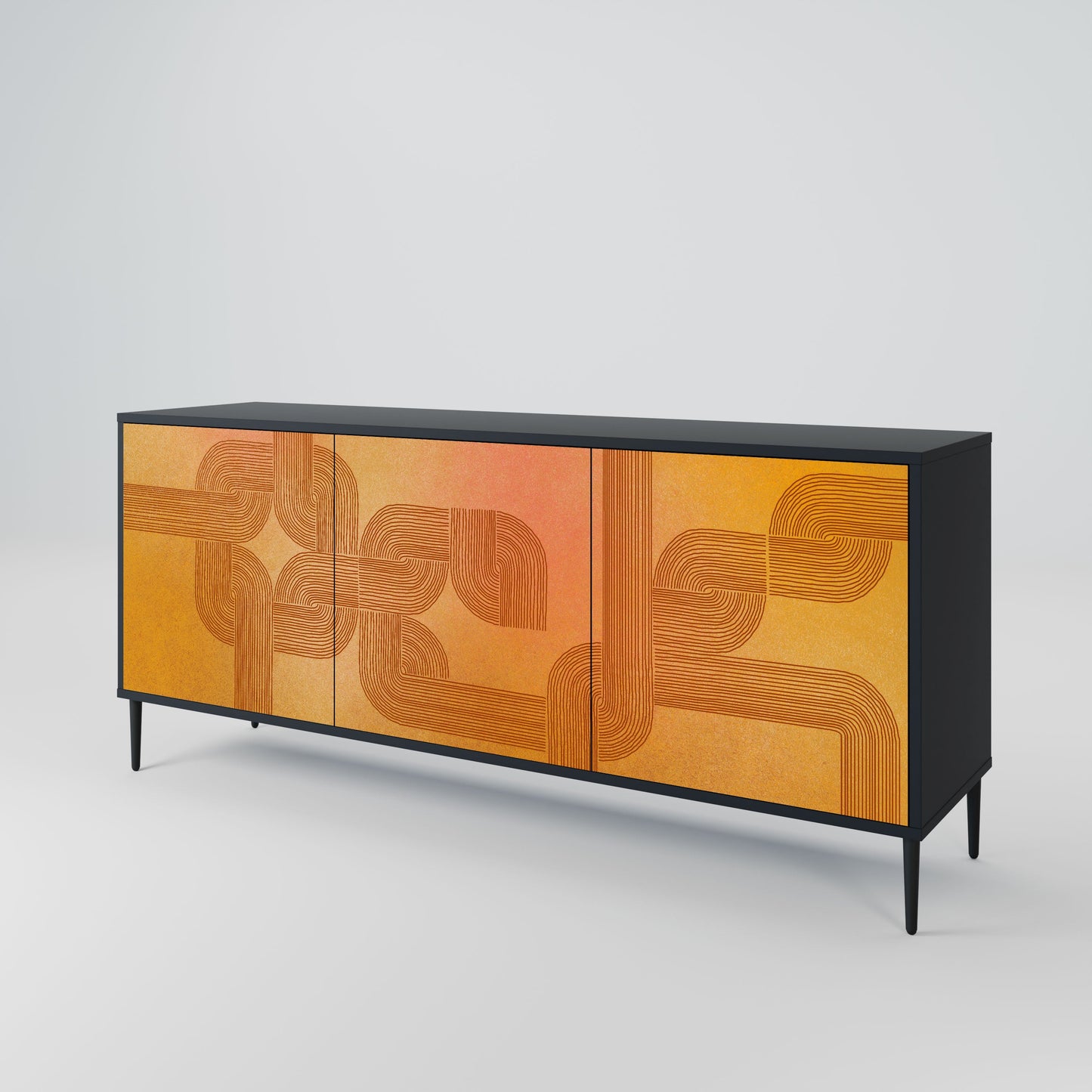 Credenza a 3 ante con finitura nera STRENGTHENING RELATION