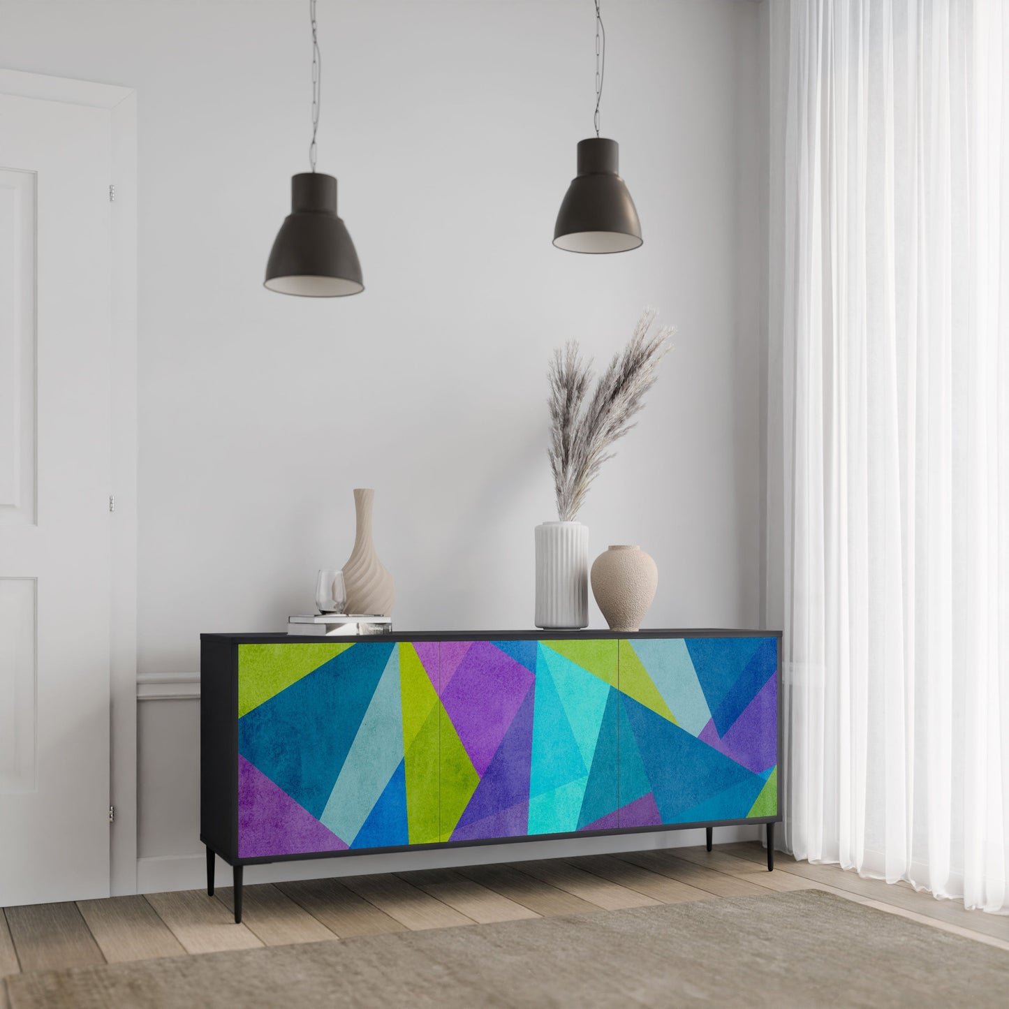 Credenza COLD SHOWCASE a 3 ante in finitura nera