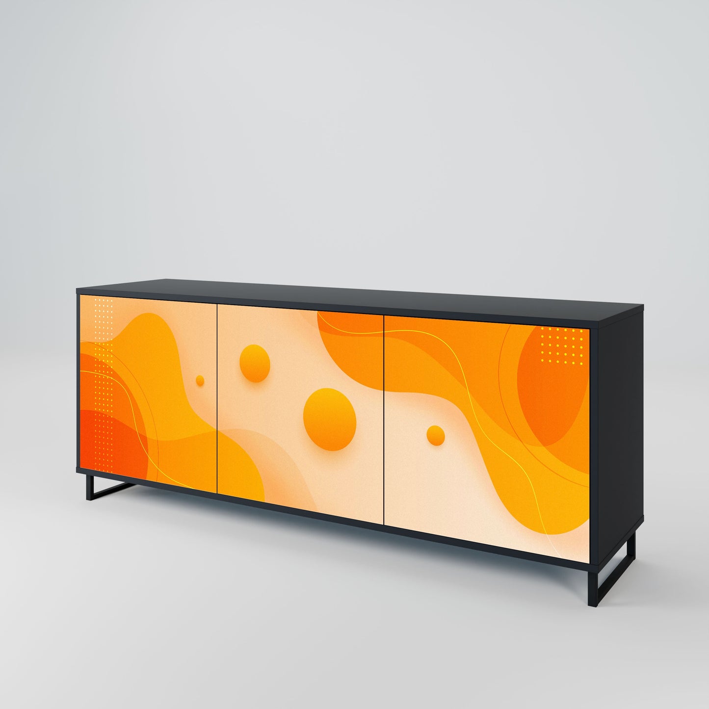 Credenza a 3 ante ORANGE ARRANGEMENT in finitura nera