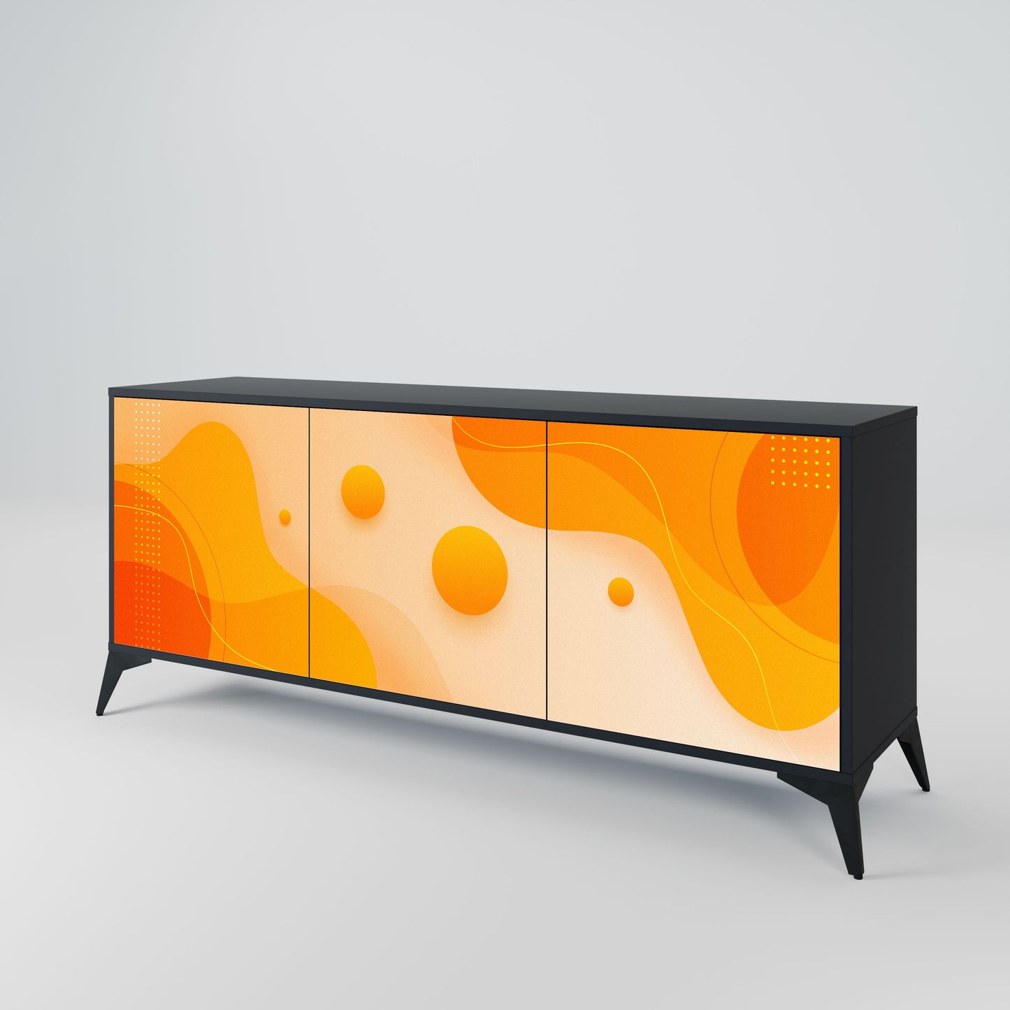 Credenza a 3 ante ORANGE ARRANGEMENT in finitura nera