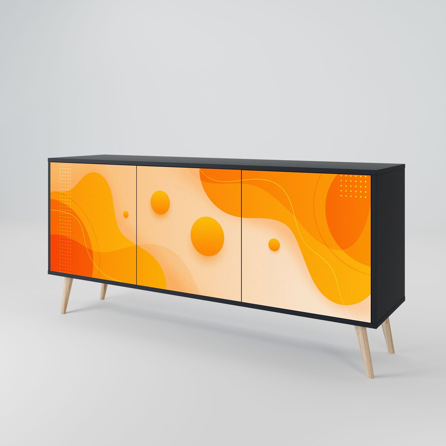 Credenza a 3 ante ORANGE ARRANGEMENT in finitura nera