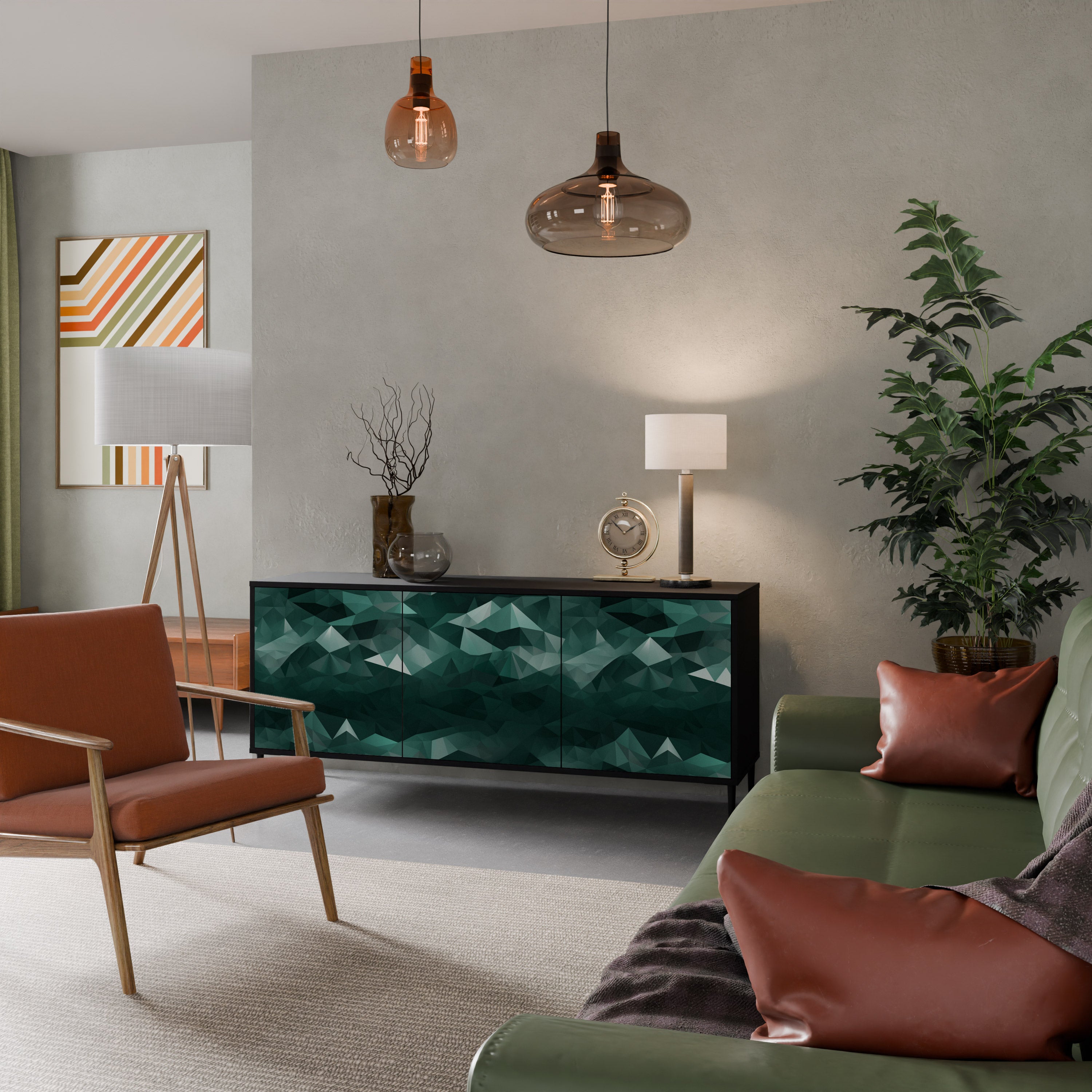 POLYGONAL FLOATING Skänk med tre dörrar