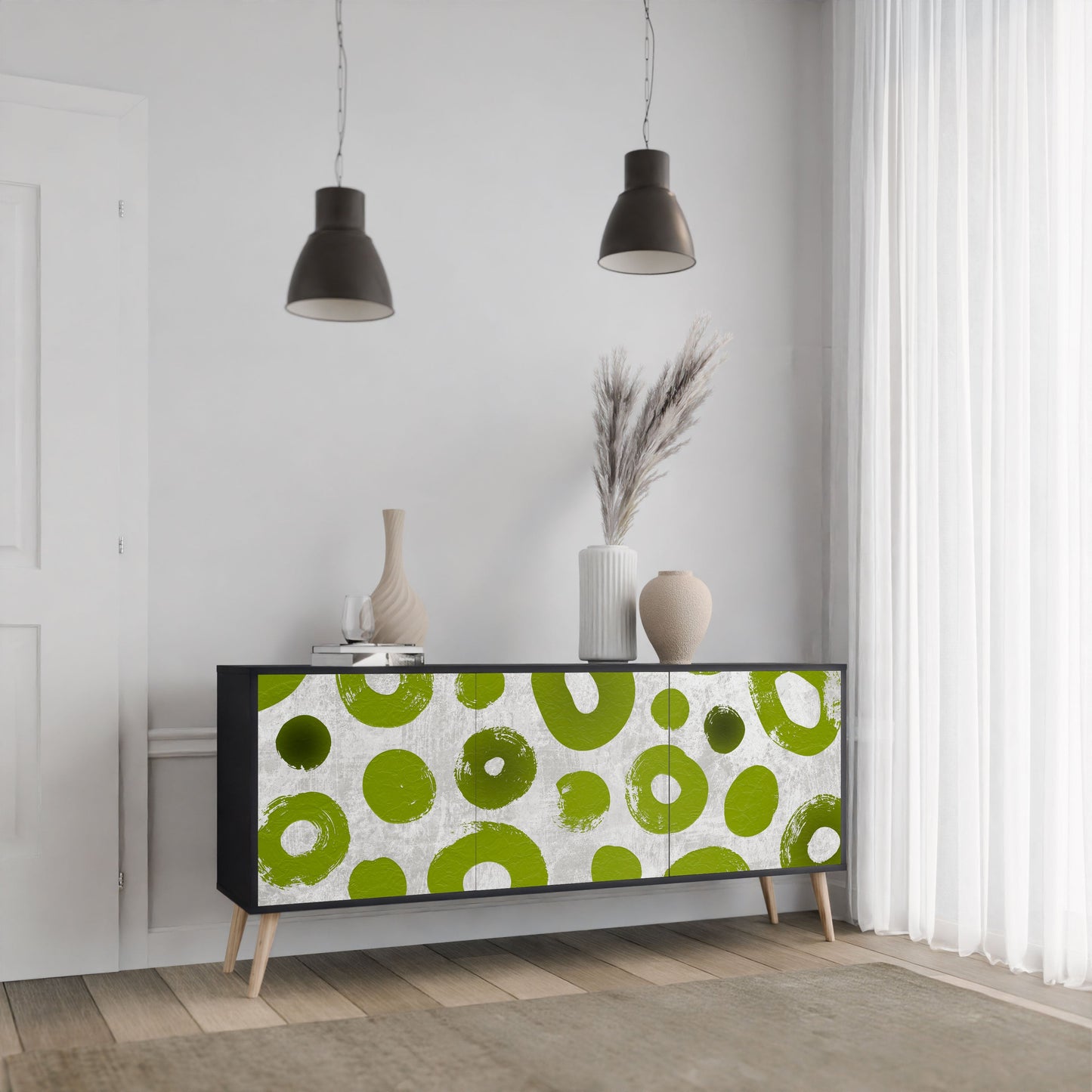 Credenza a 3 ante GREEN RHAPSODY in finitura nera