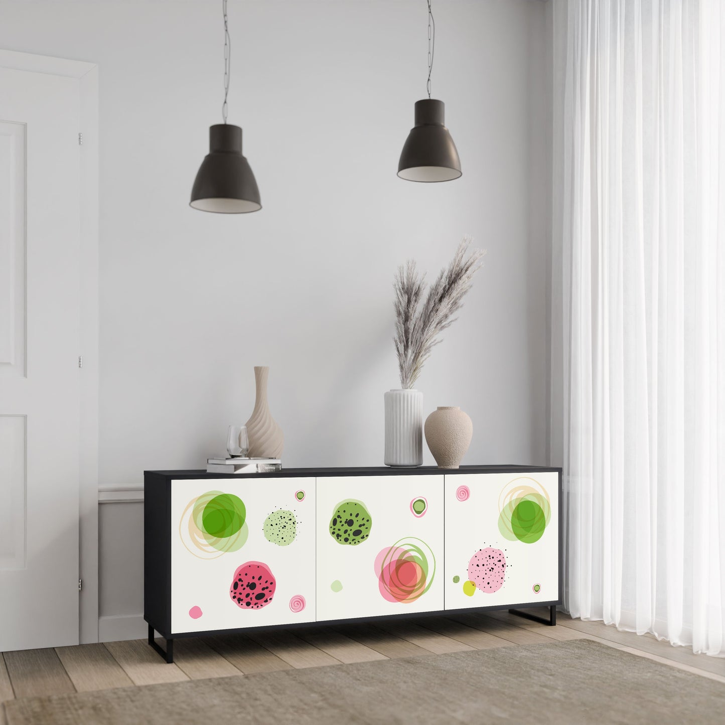 Credenza a 3 ante COLORFUL COSMOS in finitura nera