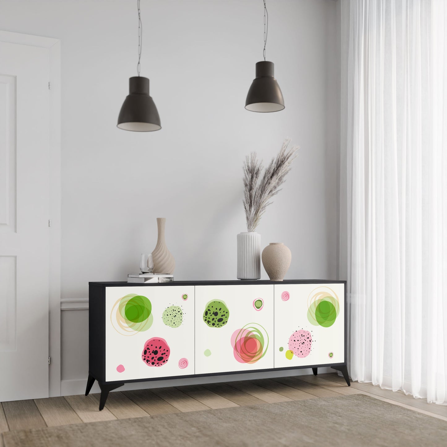 Credenza a 3 ante COLORFUL COSMOS in finitura nera