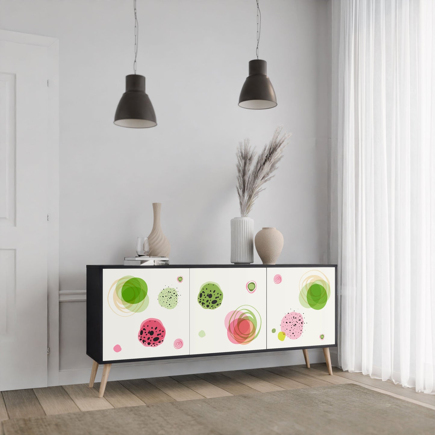 Credenza a 3 ante COLORFUL COSMOS in finitura nera