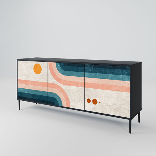 Credenza TWO HALVES a 3 ante in finitura nera