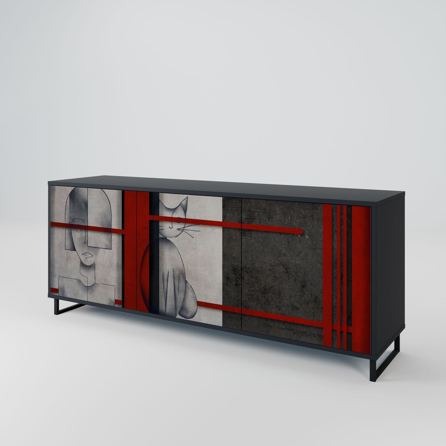 Credenza GRAY FIGURES a 3 ante in finitura nera