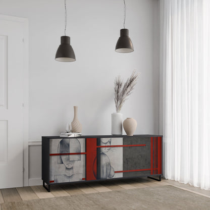 Credenza GRAY FIGURES a 3 ante in finitura nera