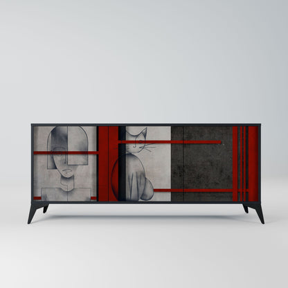 Credenza GRAY FIGURES a 3 ante in finitura nera