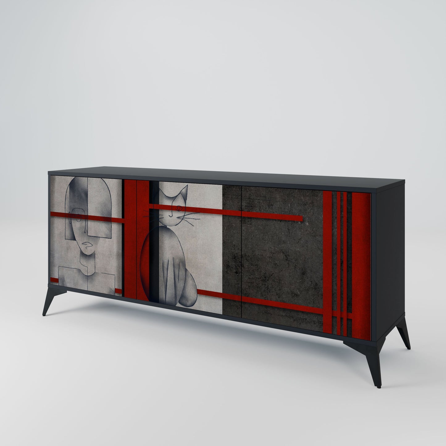 Credenza GRAY FIGURES a 3 ante in finitura nera