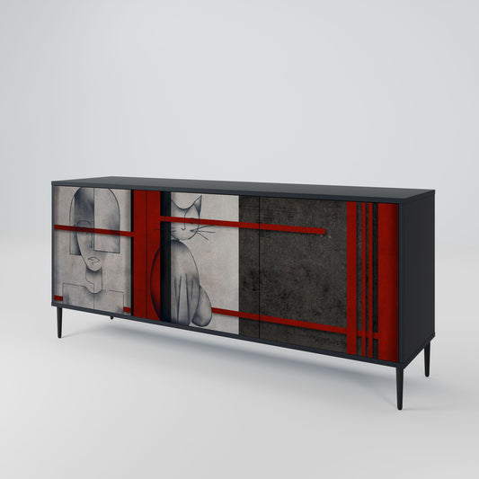 Credenza GRAY FIGURES a 3 ante in finitura nera