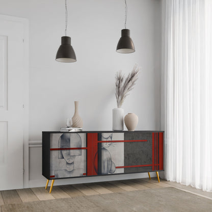 Credenza GRAY FIGURES a 3 ante in finitura nera