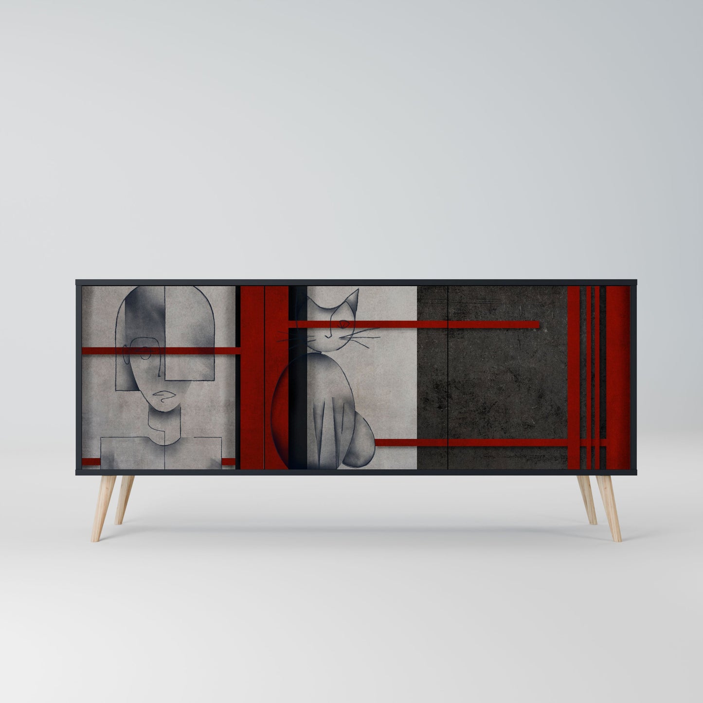 Credenza GRAY FIGURES a 3 ante in finitura nera