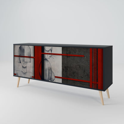 Credenza GRAY FIGURES a 3 ante in finitura nera