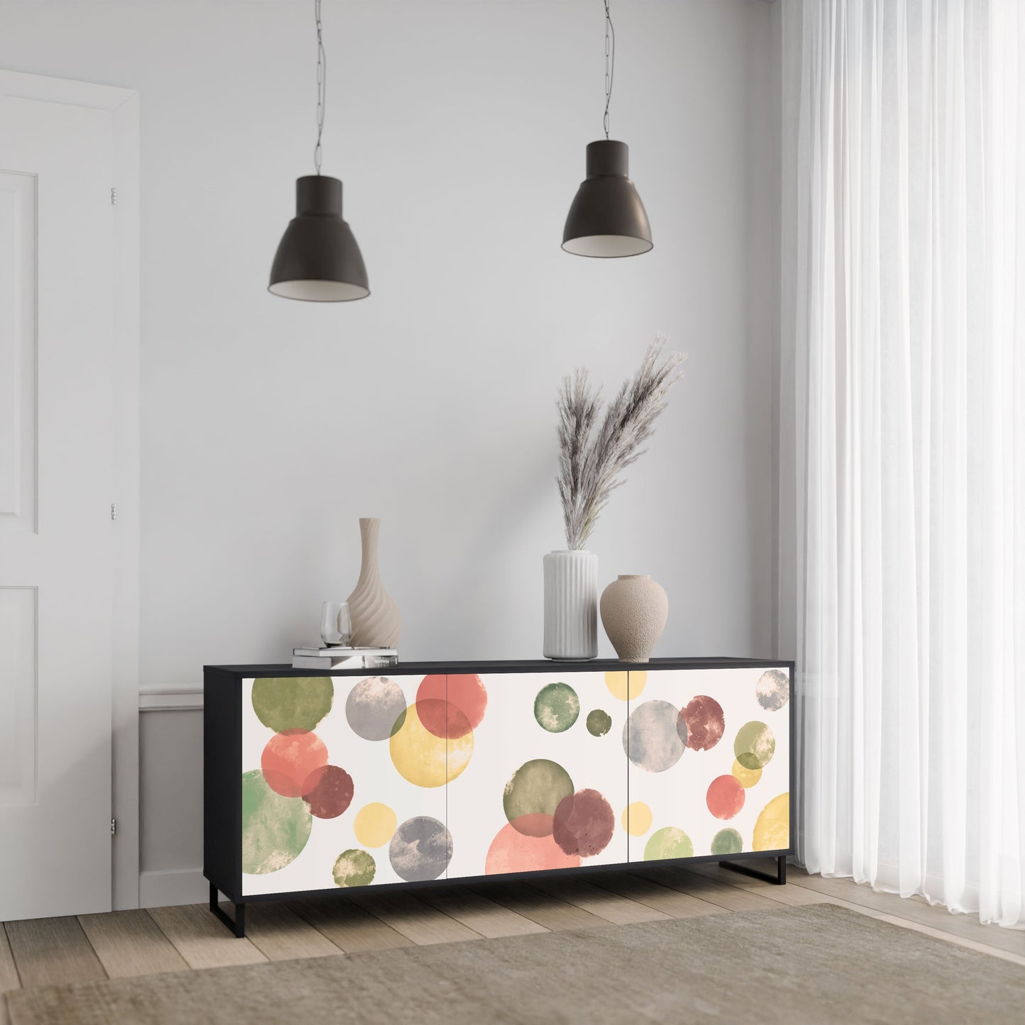 Credenza FLEETING HAPPINESS a 3 ante in finitura nera