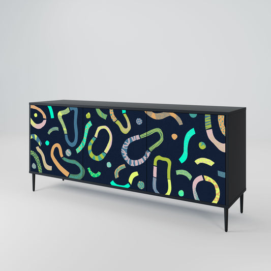 Credenza a 3 ante CONTRAST DANCE in finitura nera