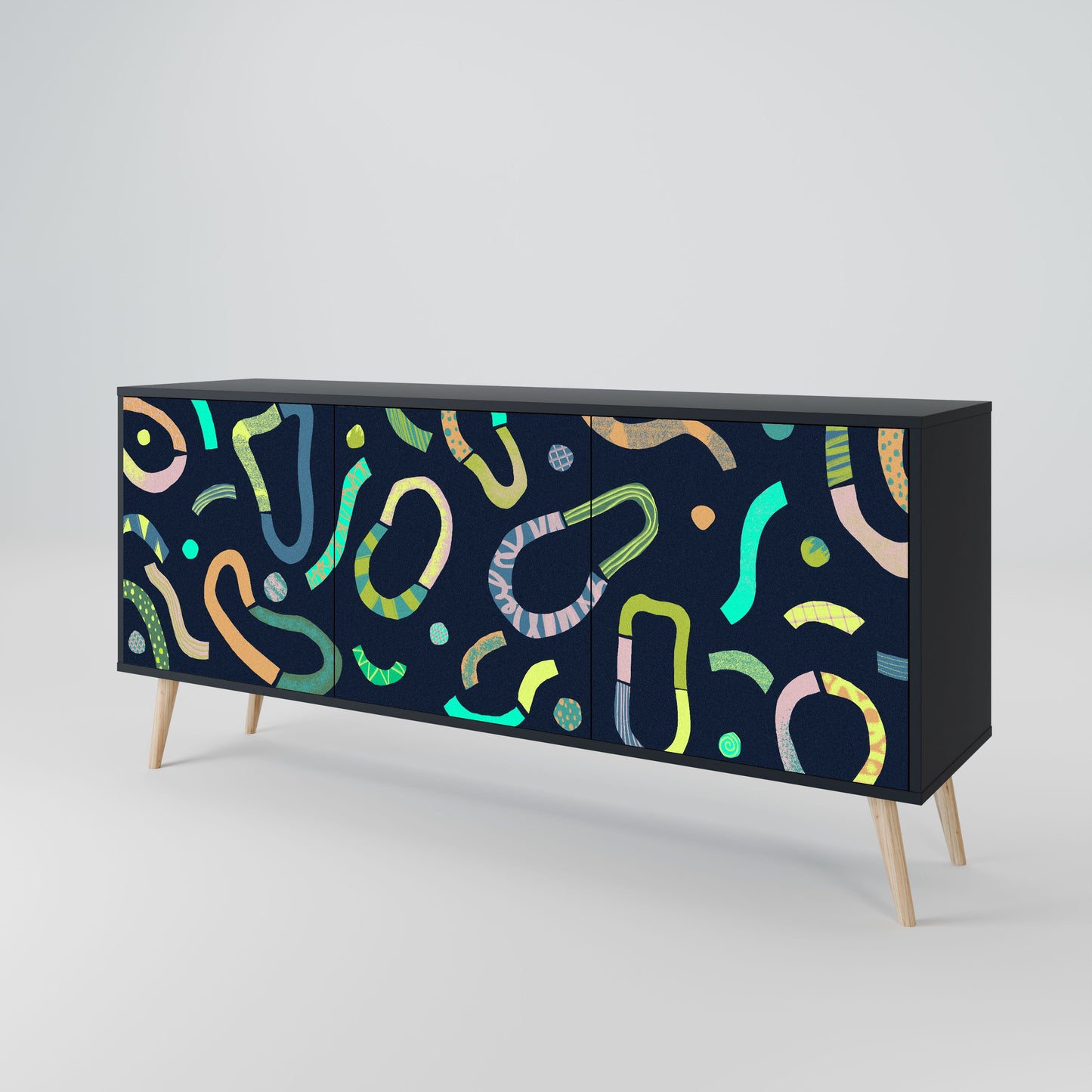 Credenza a 3 ante CONTRAST DANCE in finitura nera