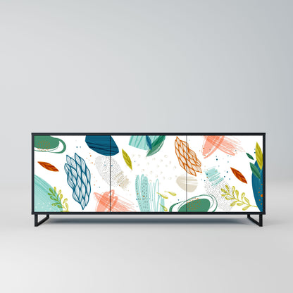 Credenza BOTANICAL HURRICANE a 3 ante in finitura nera