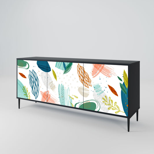 Credenza BOTANICAL HURRICANE a 3 ante in finitura nera