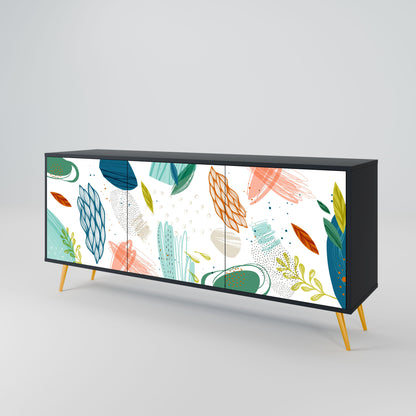 Credenza BOTANICAL HURRICANE a 3 ante in finitura nera