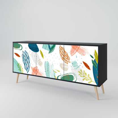 Credenza BOTANICAL HURRICANE a 3 ante in finitura nera