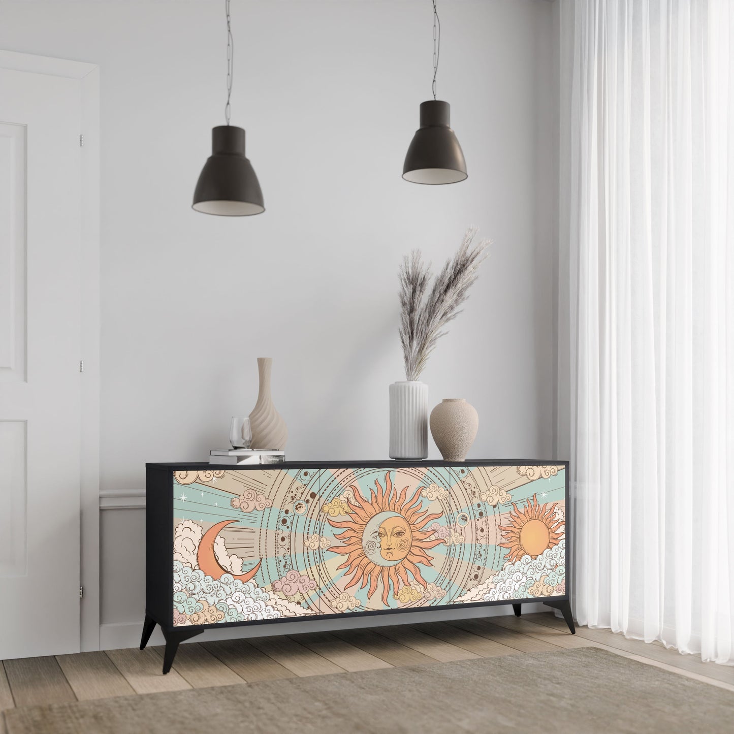 Credenza MYSTICAL STRUCTURE a 3 ante in finitura nera