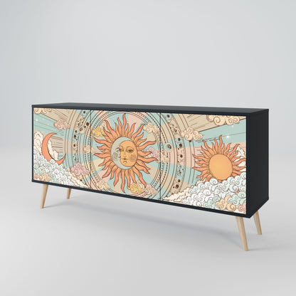 Credenza MYSTICAL STRUCTURE a 3 ante in finitura nera