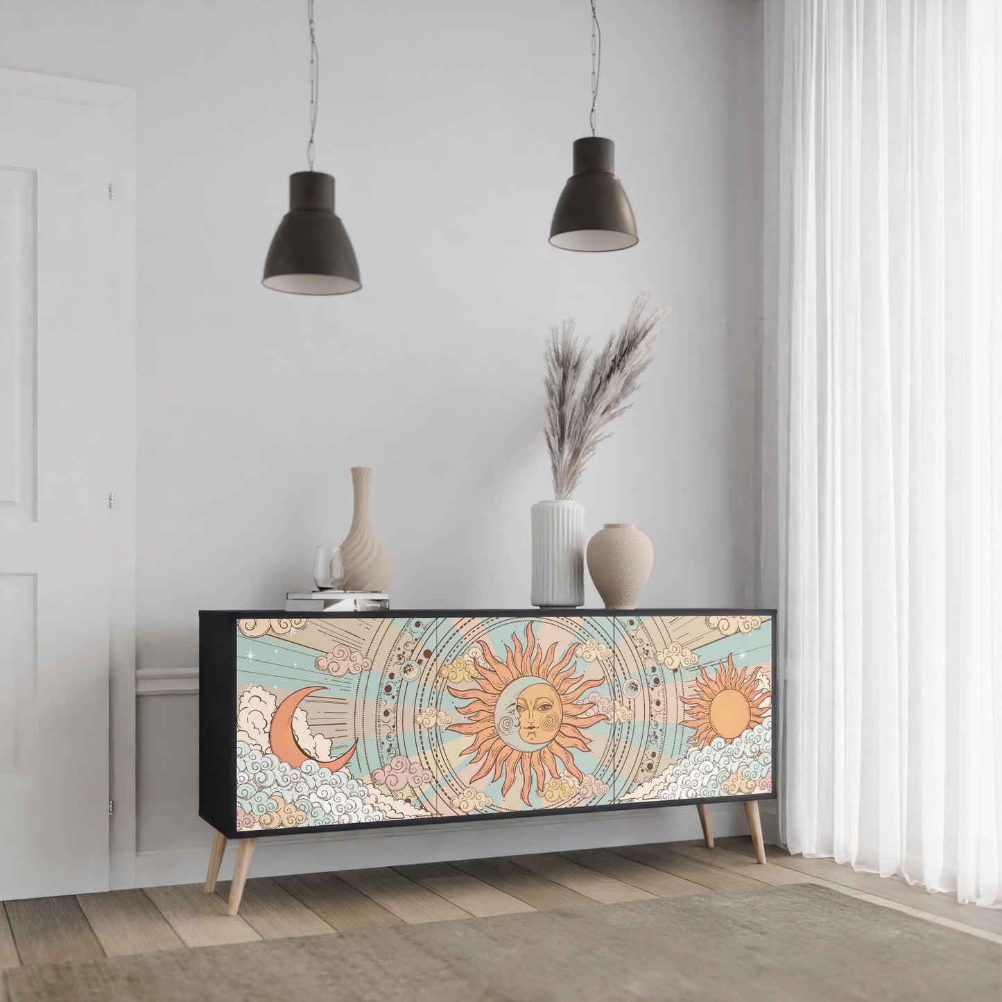 Credenza MYSTICAL STRUCTURE a 3 ante in finitura nera