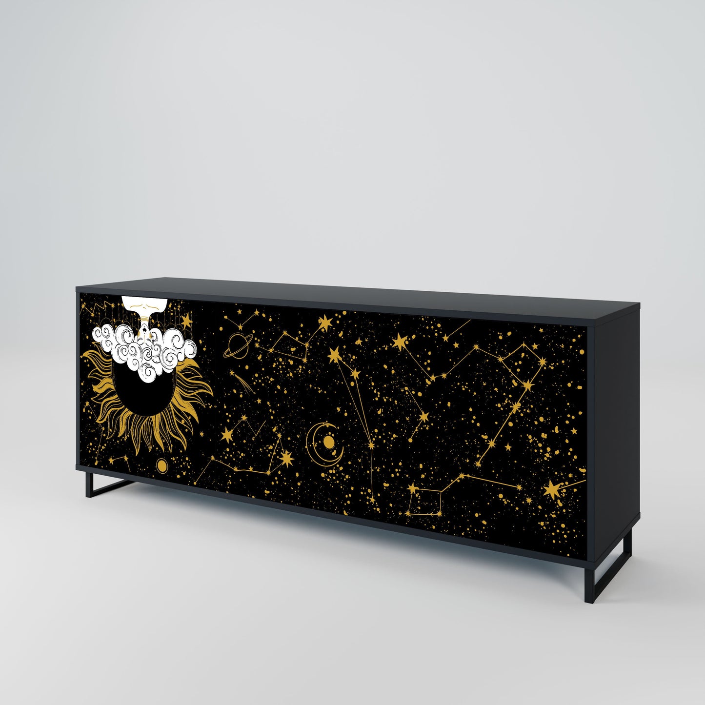 Credenza STELLAR CONSTELLATIONS a 3 ante in finitura nera