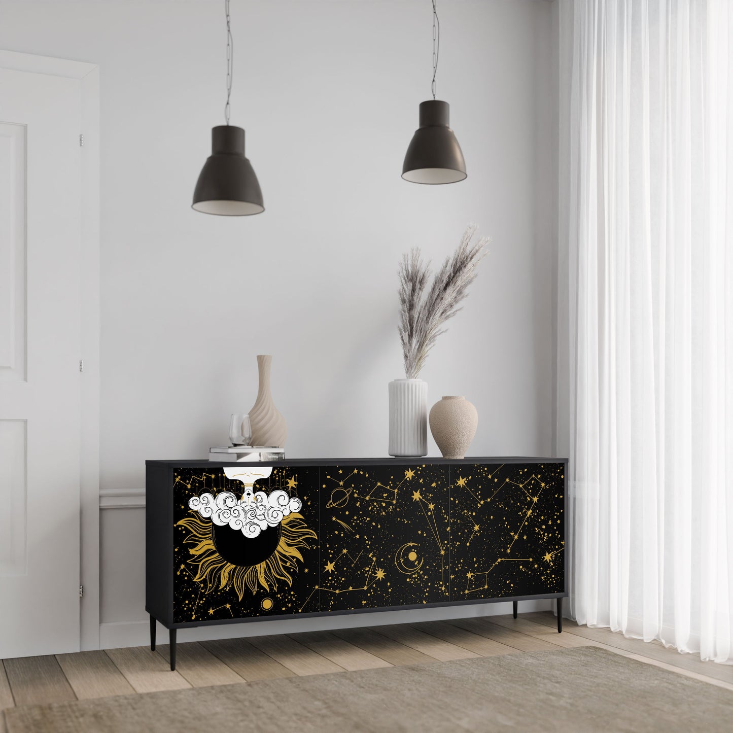 Buffet 3 portes STELLAR CONSTELLATIONS en finition noire