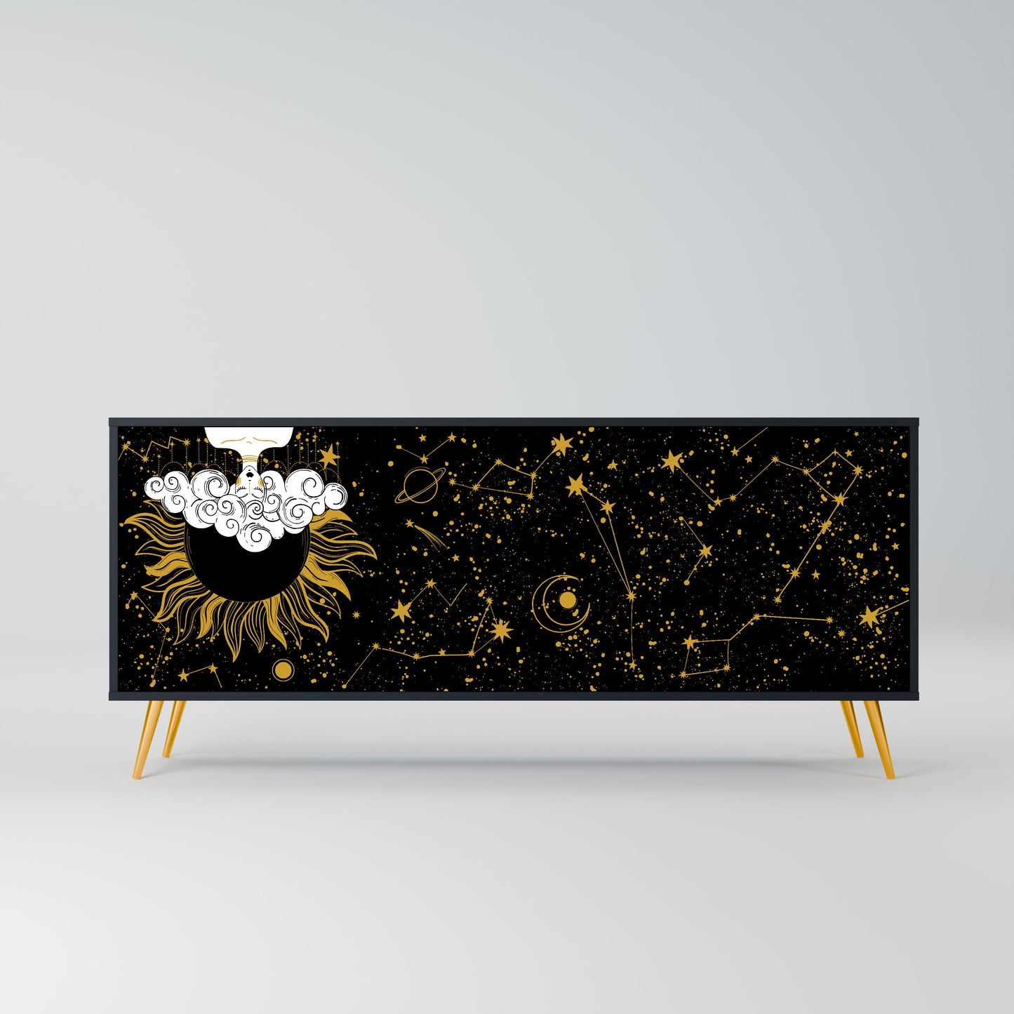 Credenza STELLAR CONSTELLATIONS a 3 ante in finitura nera