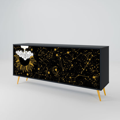 Credenza STELLAR CONSTELLATIONS a 3 ante in finitura nera