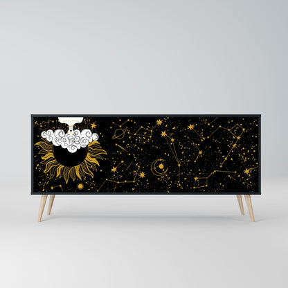 Credenza STELLAR CONSTELLATIONS a 3 ante in finitura nera