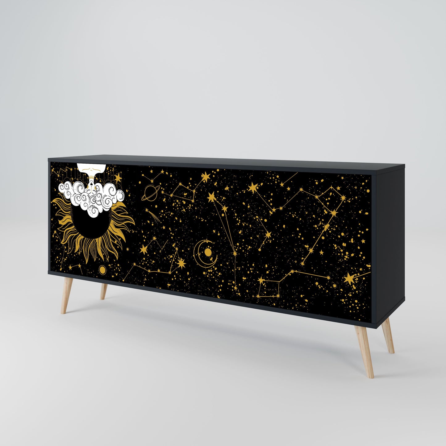 Credenza STELLAR CONSTELLATIONS a 3 ante in finitura nera