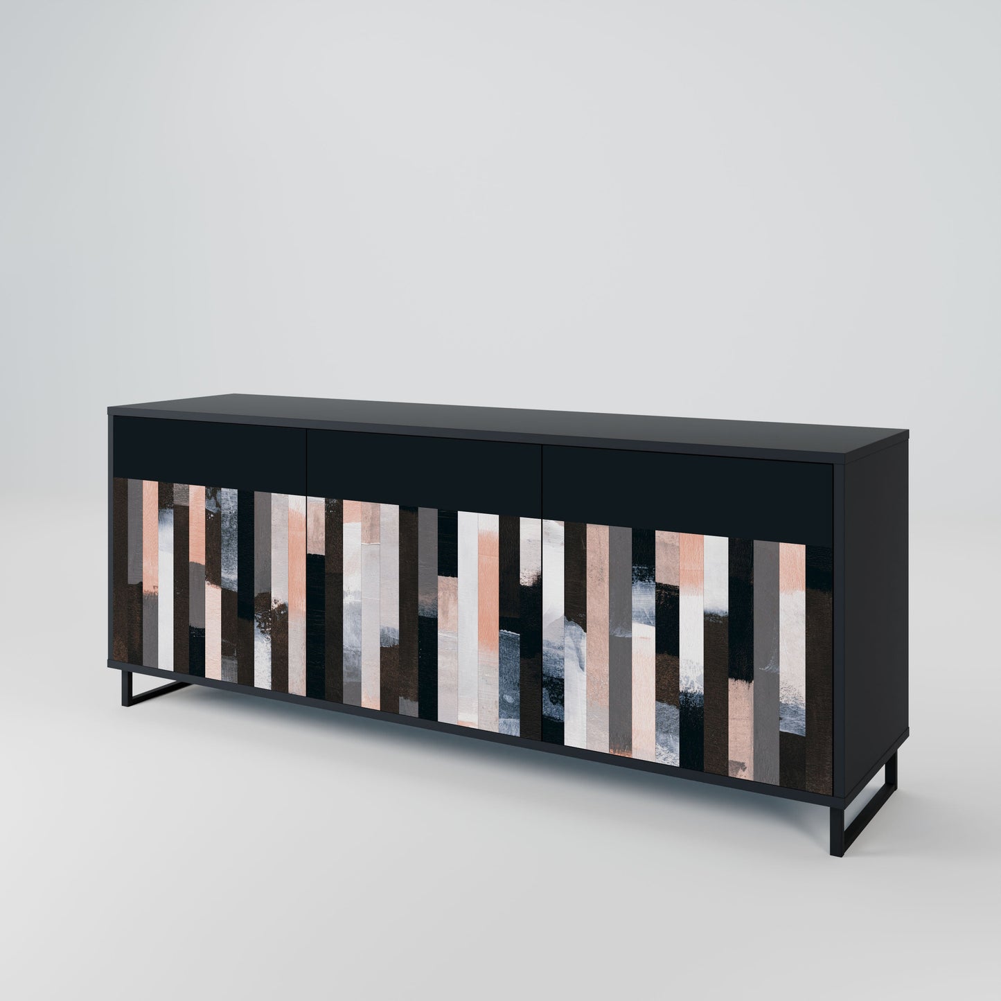 Credenza COLLAGE OF RECTANGLES a 3 ante in finitura nera