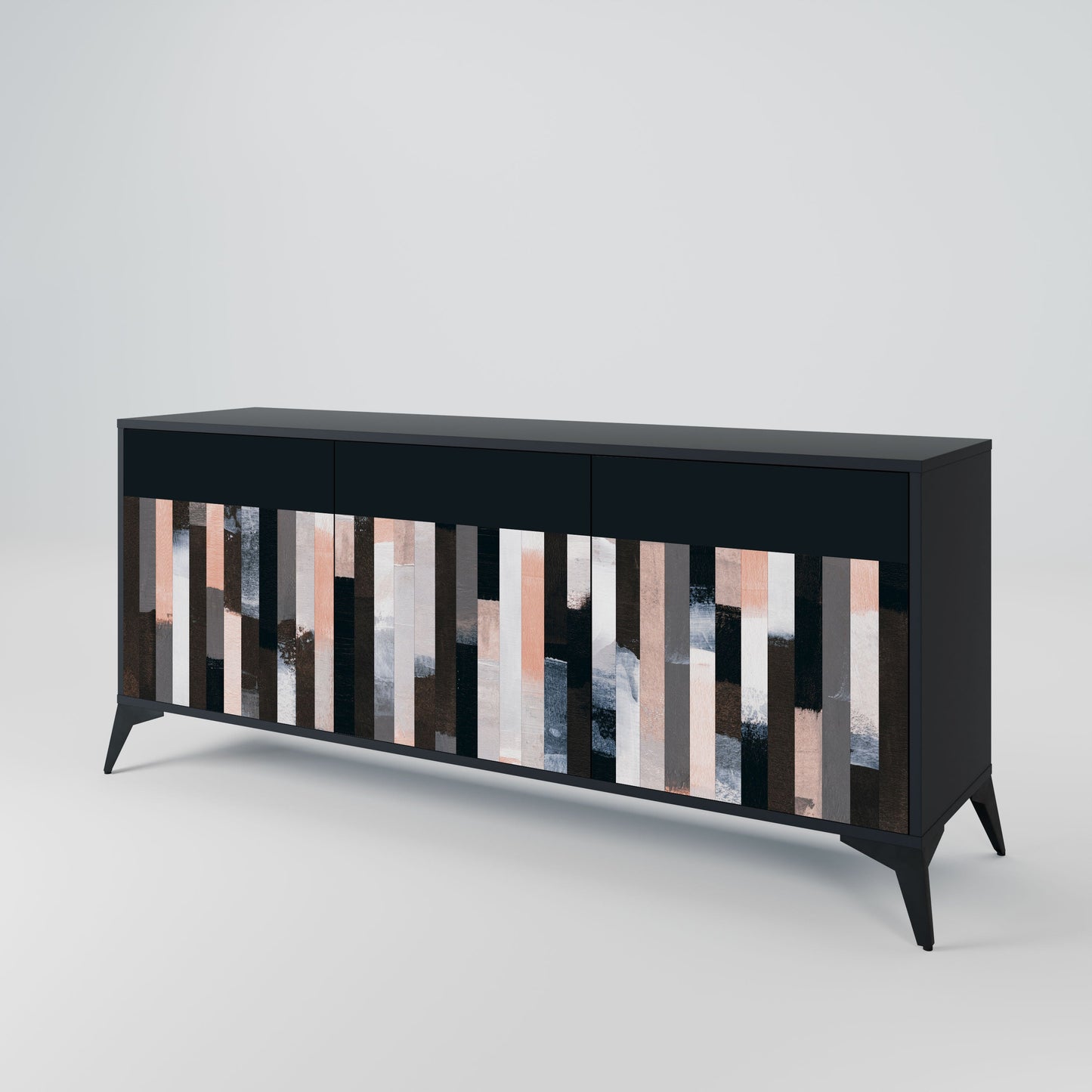 Credenza COLLAGE OF RECTANGLES a 3 ante in finitura nera